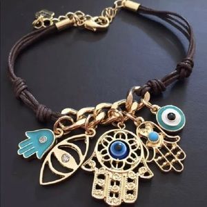 Hamsa Leather Bracelet Evil Eye Amulet Hand Fatima